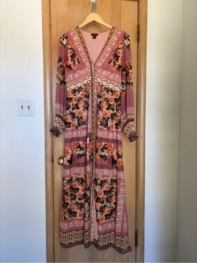Boho Floral Maxi Dress - Mauve Pink